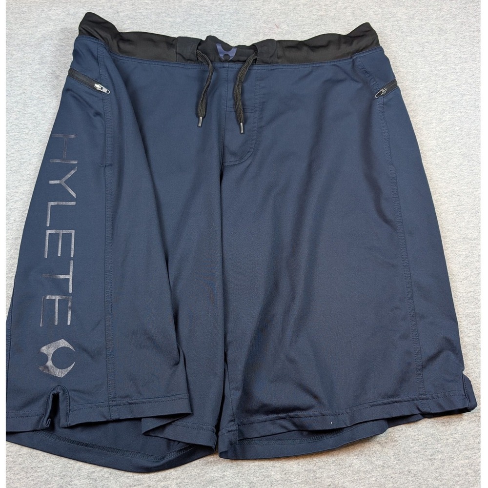 Hylete Mens Training Shorts Navy Blue Black Athletic Gym Workout Large Regular